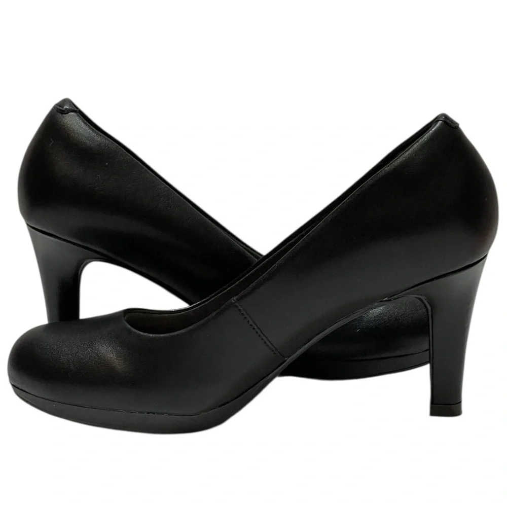 CLARKS AMBYR JOY WOMENS BLACK LEATHER PUMPS SZ 6M EUC - Picture 2 of 14